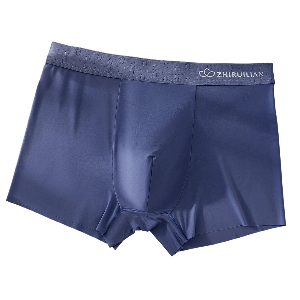 1pc Men Translucent Seamless Boxer Shorts Ice Silk Underwear U-shaped Pouch Breathable Underpants XL-4XL Large Size