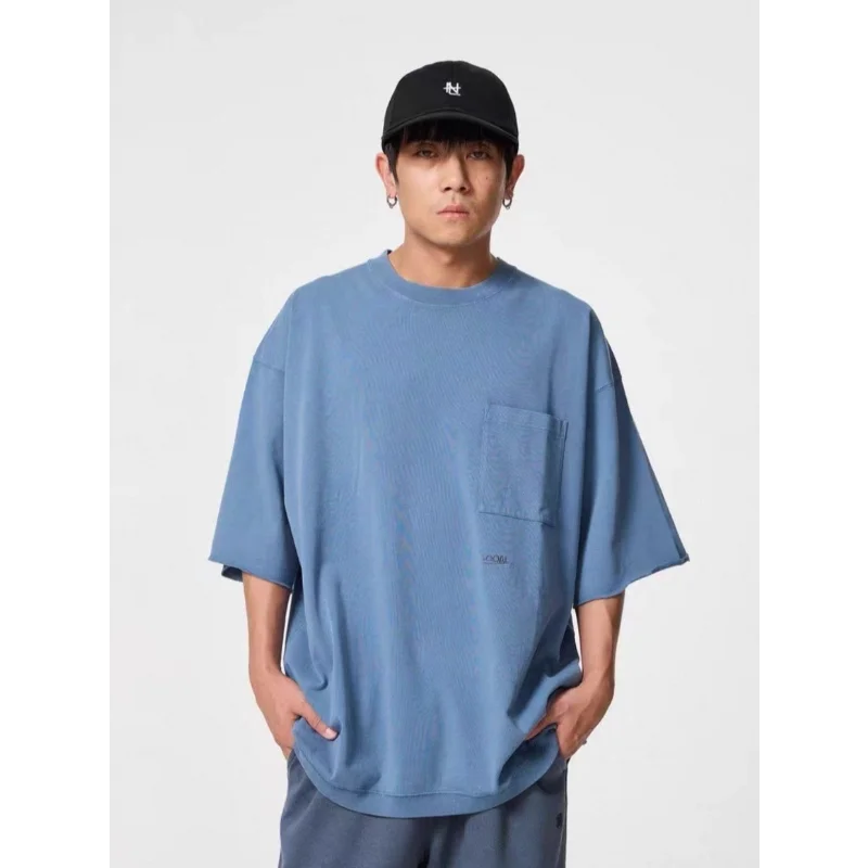 nanamica OOAL Series Enzyme Wash Short Sleeve T Shirt Oversized Embroidery Men Streetwear Breathable Cotton Summer Casual Tops