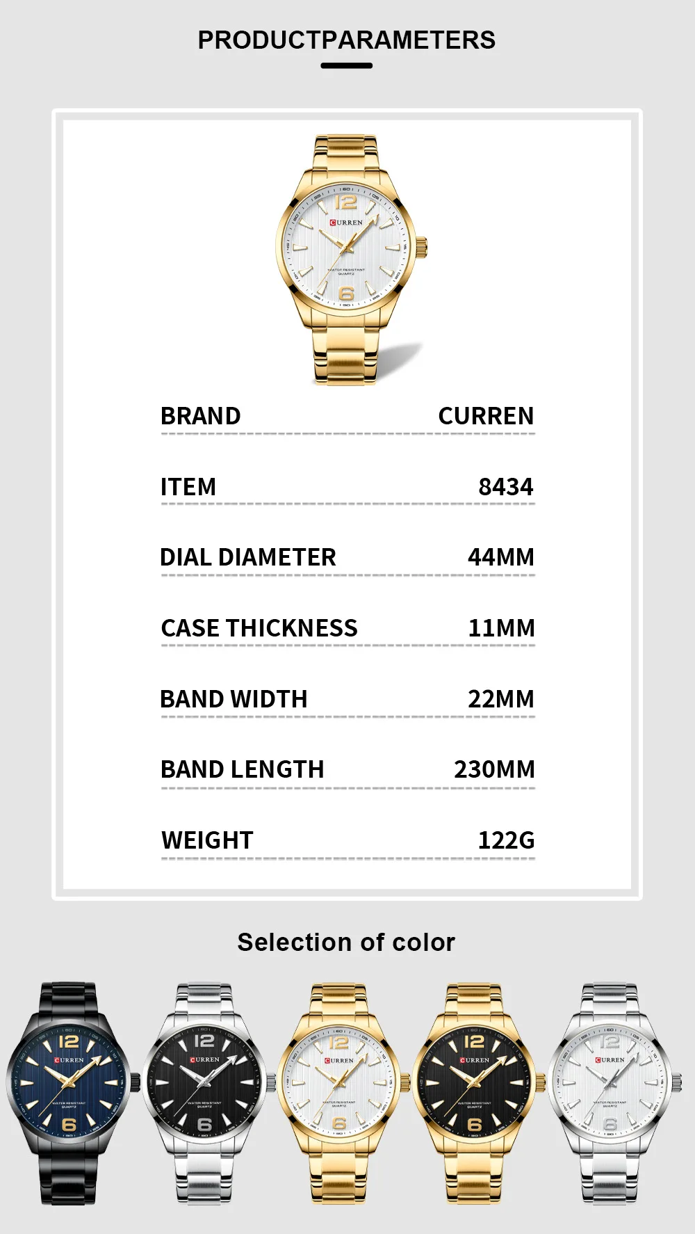 CURREN 8434 Modemarke Herrenuhr Wasserdicht Nachtlicht Elegante Business-Uhr mit Edelstahlarmband Geschenk für Männer Reloj Hombre – Detail 6
