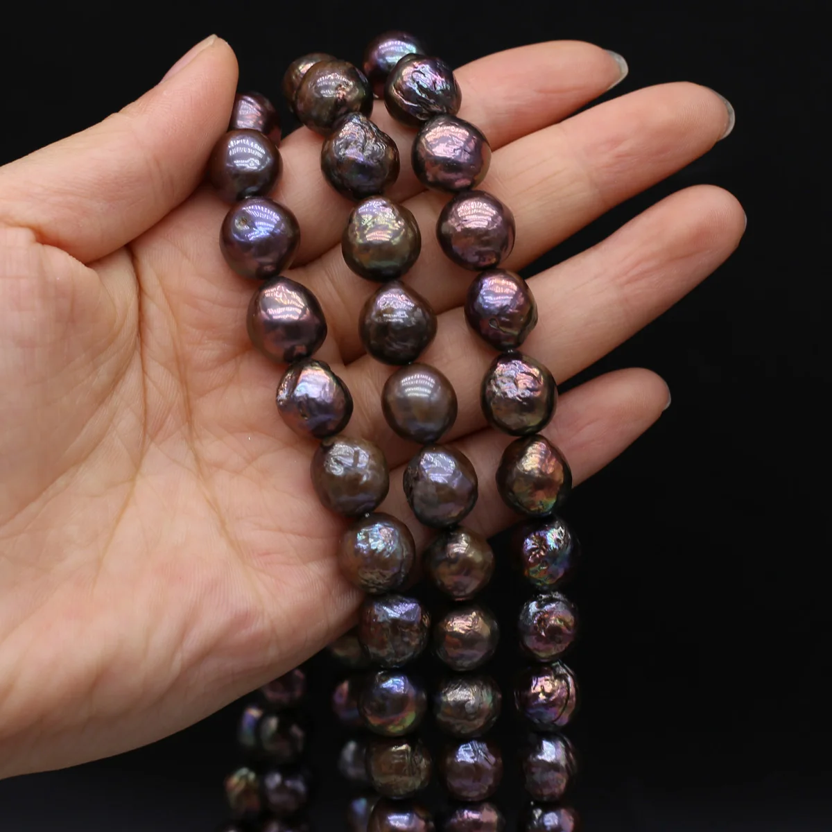 Natural Freshwater Baroque Pearls Beaded Black Round Loose Spacer Beads for Jewelry Making Diy Fine Fashion Bracelet Necklace