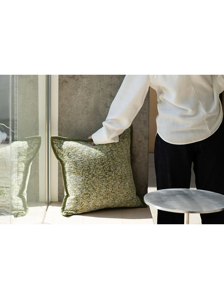 

Loro Pina Woven Tweed Pillow French Style Sofa Decorative Cushion Bedroom Living Room Couch Backrest Square Polyester Fabric