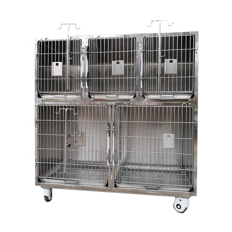 

LIZE High Large Stainless Steel 304 Veterinary Cage for Pet Clinic Dog Cat Cage Medical Veterinary 5-Doors Cages