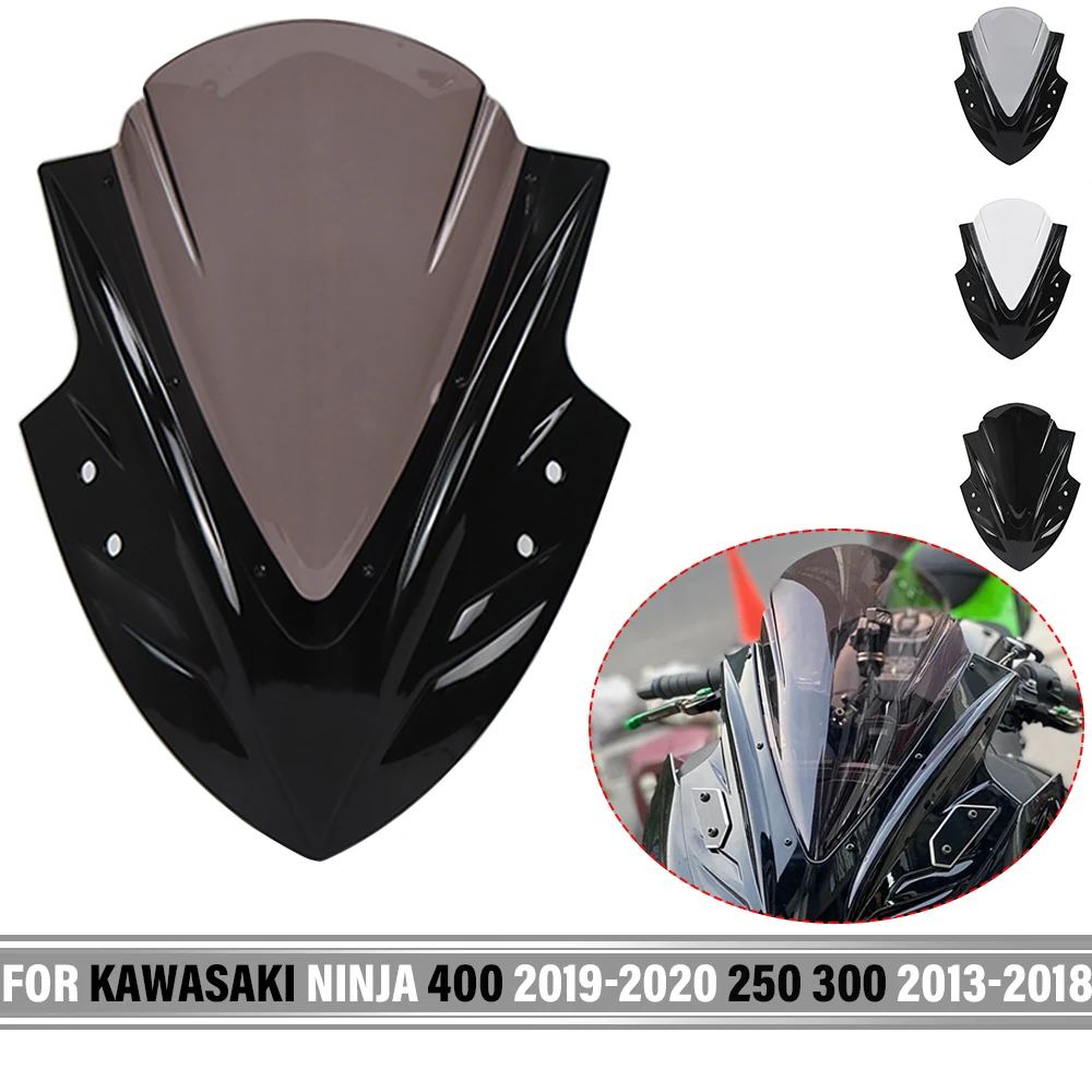 For Kawasaki Ninja 400 2019-2020 250 300 2013-2018 2017 Motorcycle Windshield Windscreen Ninja400 Ninja250 Ninja300 Wind Screen