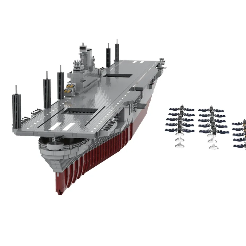 Militärisches Kriegsschiff Modell MOC Bausteine Träger Intrepid (CV-11) Modulare Technologie Geschenke Urlaub Montieren Kinder Spielzeug Anzug