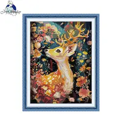 Kit punto croce Joy Sunday Deer Animal HD Pattern stampato tessuto contati Aida 16CT 14CT 11CT Kit ricamo fai da te con regalo nuovo