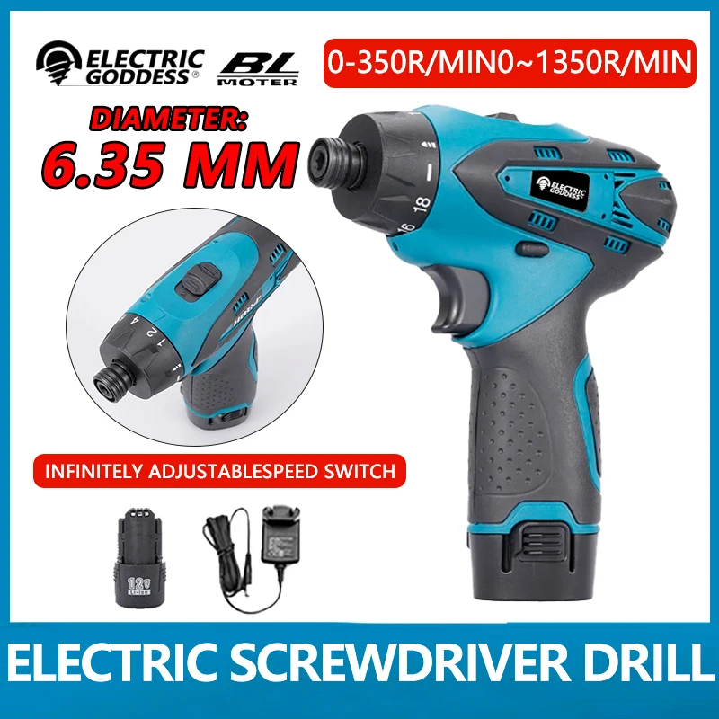 

Electric Goddess 12V Electric Screwdriver Drill Impact Driver Adjust Torque Drill With 2000mAh With Battery Power Tools