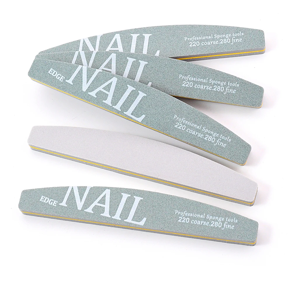 5/10 Pcs/Lot 전문 네일 파일 세트 220/280 Grit Sandpaper Halfmoon Nails 버퍼 파일 블록 매니큐어 액세서리 및 도구