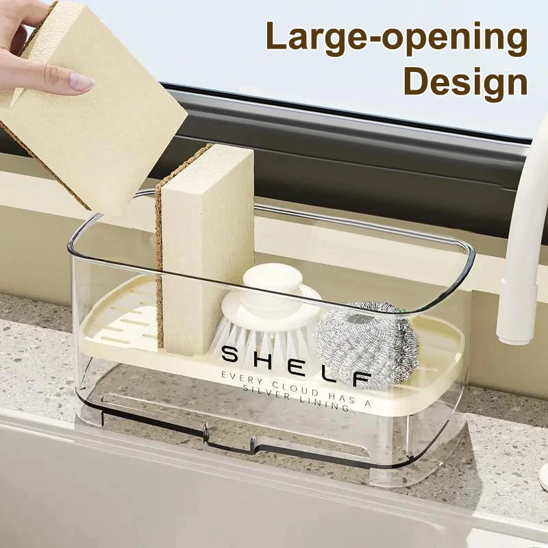 Pool Faucet Storage Artifact With Drain Design 1PC New Rag Rack Kitchen Sink Rack Household Wall-mounted Multi-function Sponge