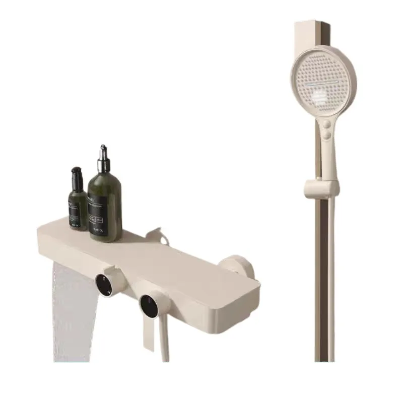 

All-copper intelligent thermostatic shower shower set bathroom faucet toilet rain shower head pressurized