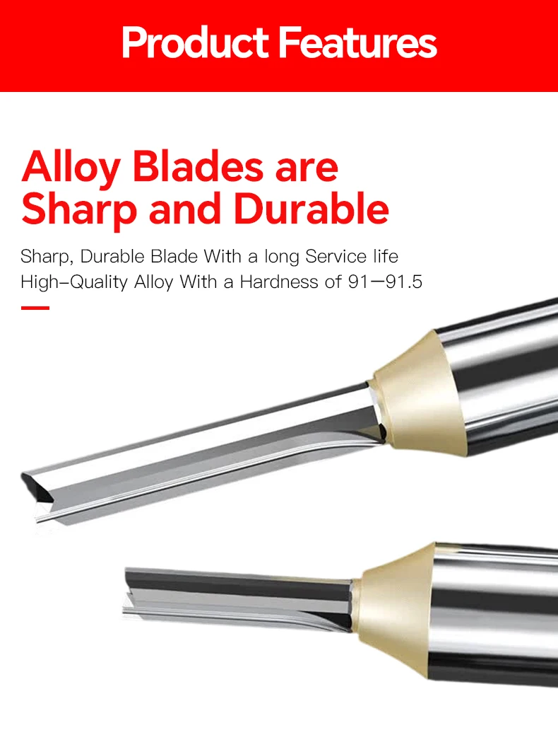 HUHAO 12,7mm 6,35mm Schaft TCT Gerade Fräser Holzbearbeitungswerkzeug Holz-Trimmfräser – Detail 5