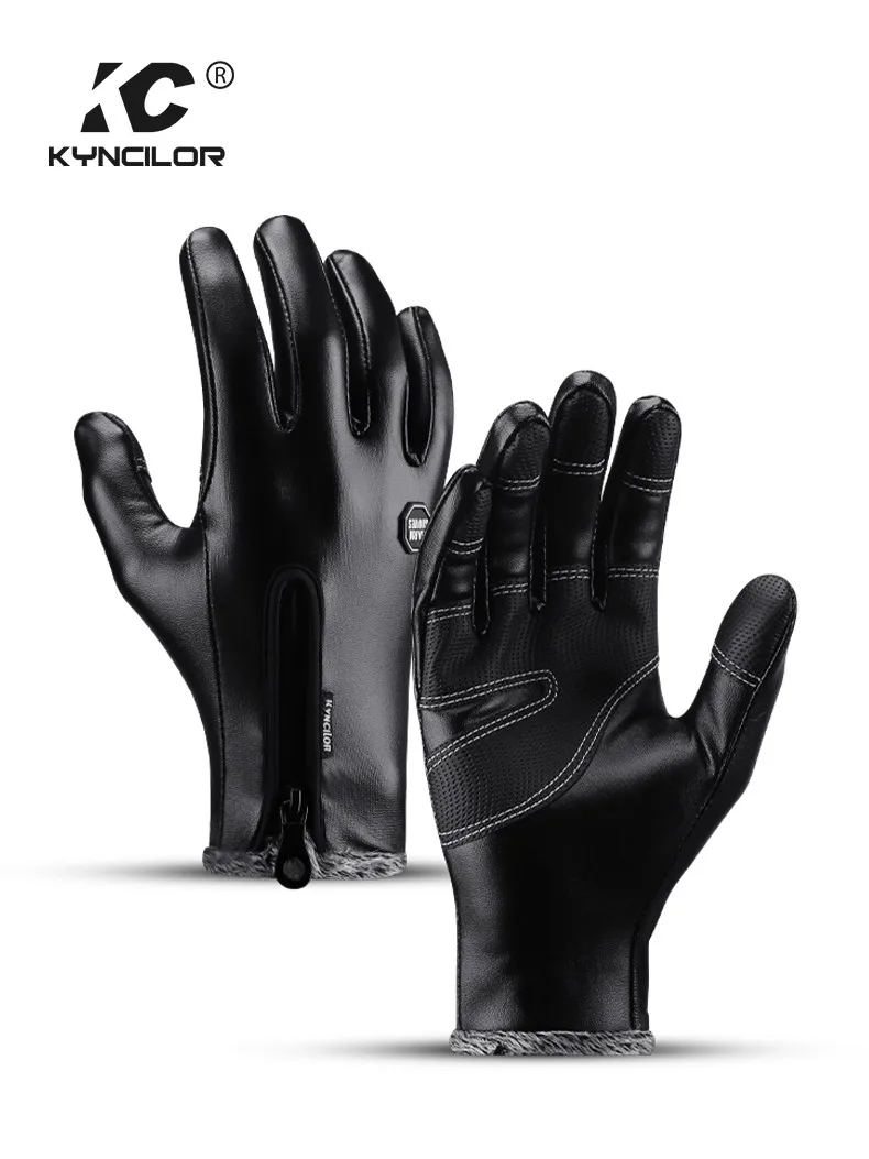 AliExpress Fezrgea Winter Gloves Cycling Gloves Leather Touch Screen Gloves Sports Thermal Climbing Camping Bycicle Electric Vehicle Gloves