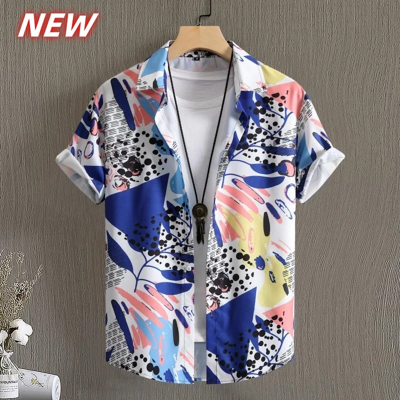 Cartoon Animal Pattern Hawaiian Shirt For Men Skeleton 3D Printed Aloha Shirts Summer Casual Short Sleeve Blouse Lapel Tops