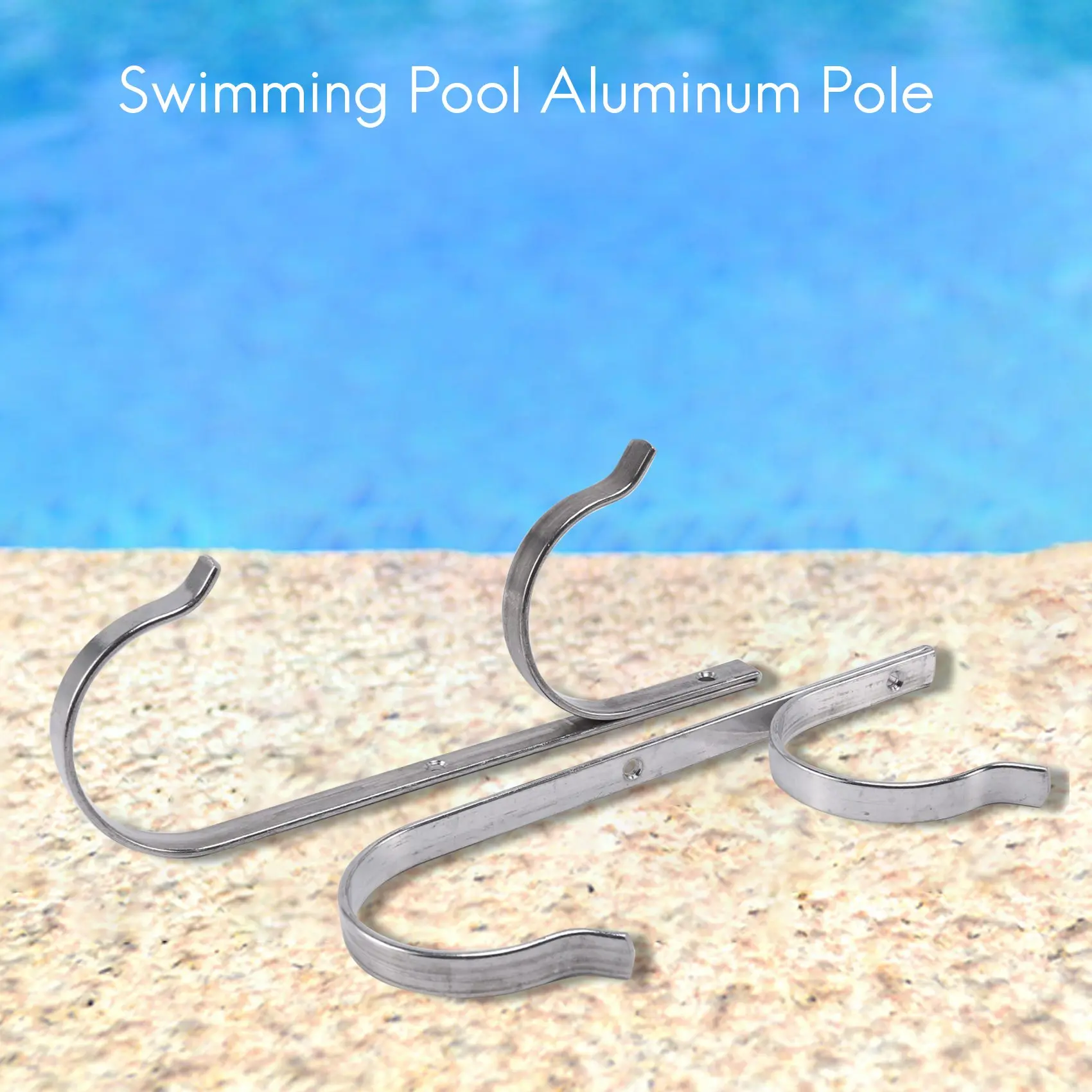 Pool Pole Hanger Premium 2Pcs Aluminium Holder Set Perfect Hooks for Telescopic Poles Skimmers Leaf Rakes Nets Brushes Vacuum