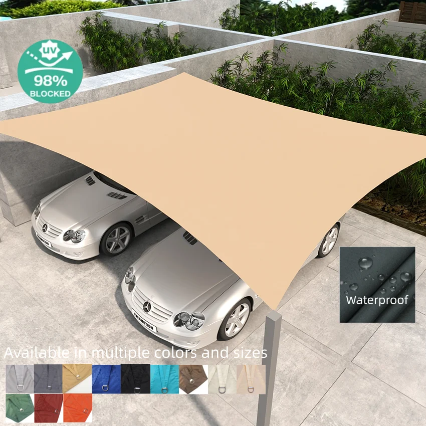 Voile d'ombrage rectangulaire imperméable - Protection UV et écran d'intimité pour jardin, patio, cour arrière, terrasse