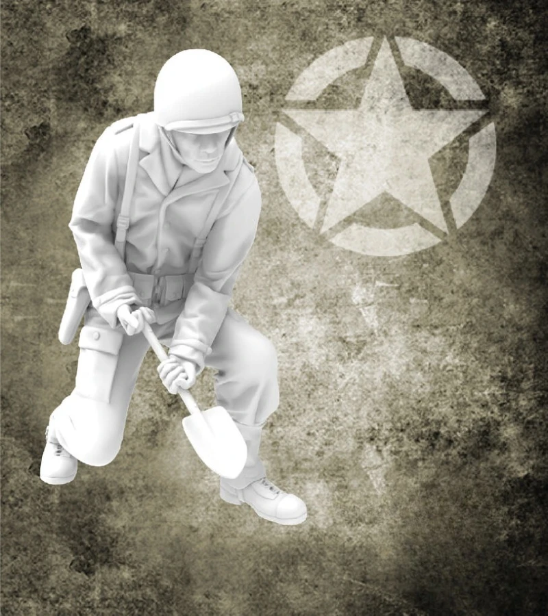 

1/35 Scale Die-Cast Resin Figure Model Kit WWII US Soldier Digging Unassembled and Unpainted