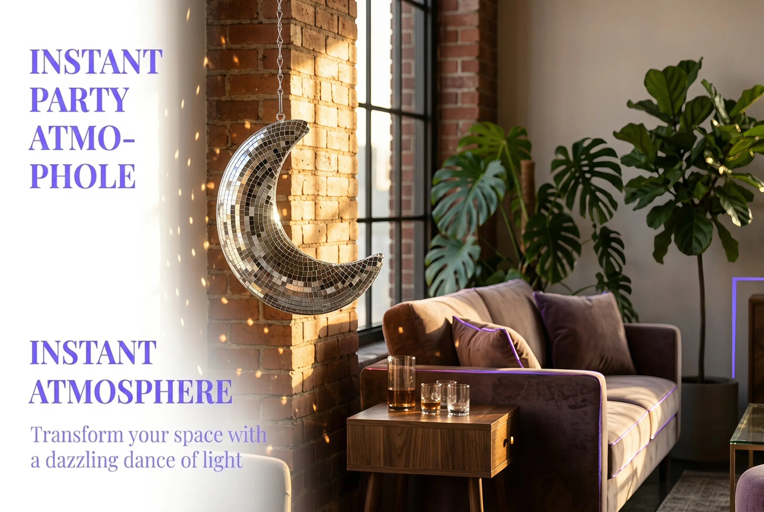 Disco Moon Pendant Retro Wall Hanging Decoration Attractive Moon Wall Hanging Ornament Modern Home Decoration Perfect Party Gift