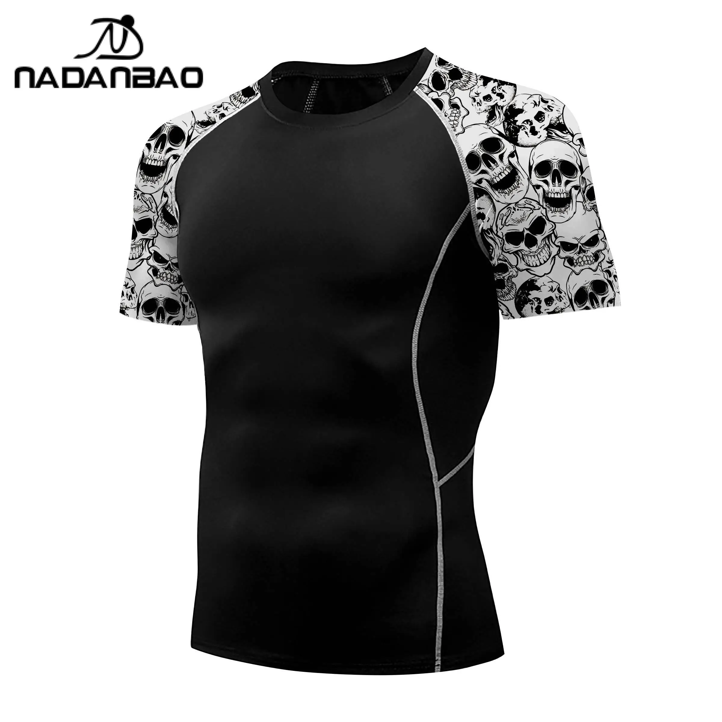 Nadanbao Men Casual Swimsuits T-Shirt Animation Printing Black Fashion Tops Beach Swimwear Gym Fitness Bodysuit Surfing Wetsuit