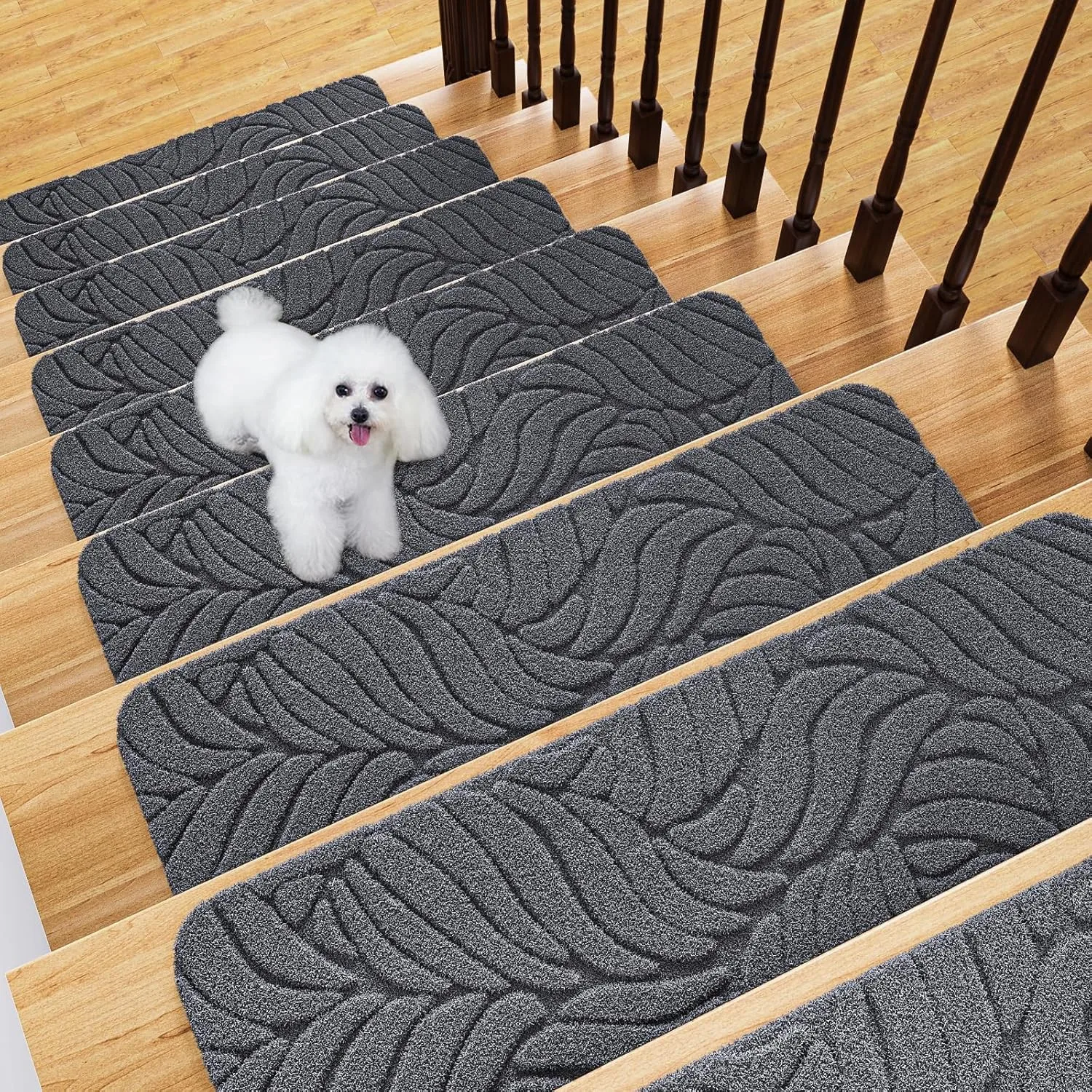 

15 pcs Non Slip Stair Treads for Wood Steps Anti Slip Carpet Indoor Stair Covers 8 by 30 Inch Step Treads Safety Grip Stair