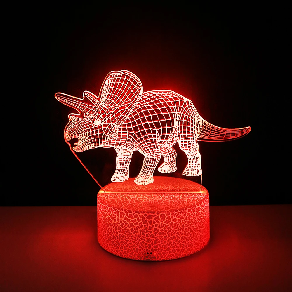 

Kids Gifts USB Led Night Lights Powered Triceratops 7 &16 Color Modes Illusion Dimming Table Lamp Bedroom Decoration