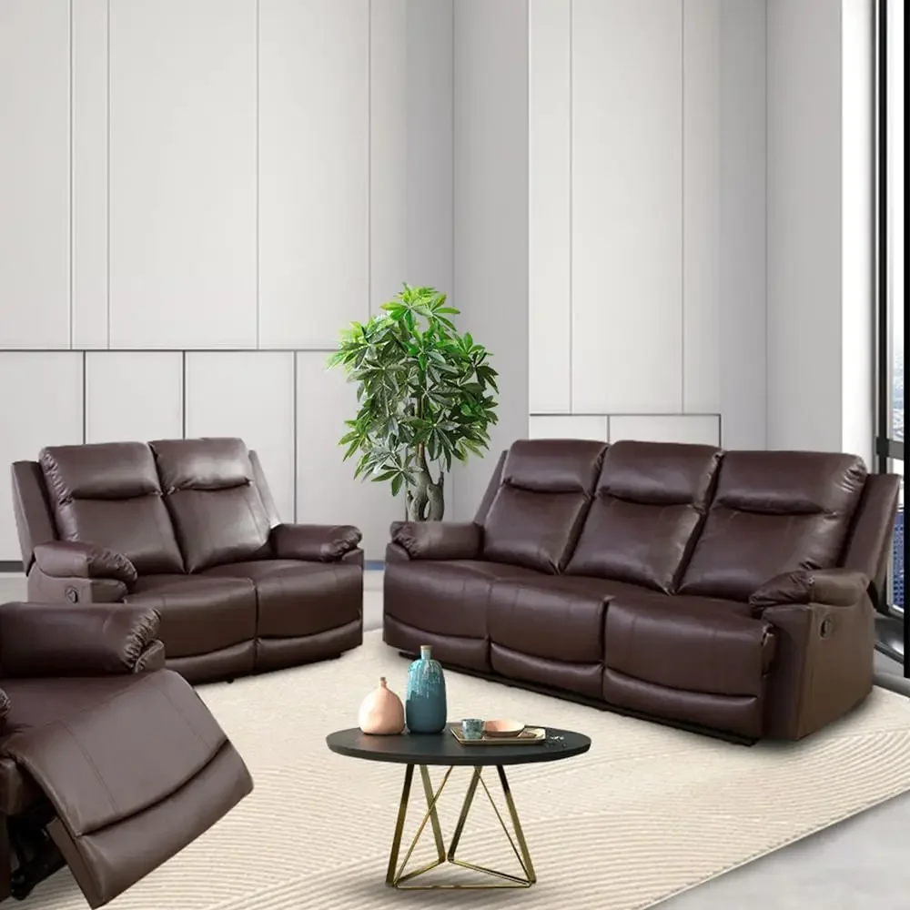 Leather Recliner Sofa Set,Living Room Furniture Set, Reclining Sofa Sets Apply Office and Home