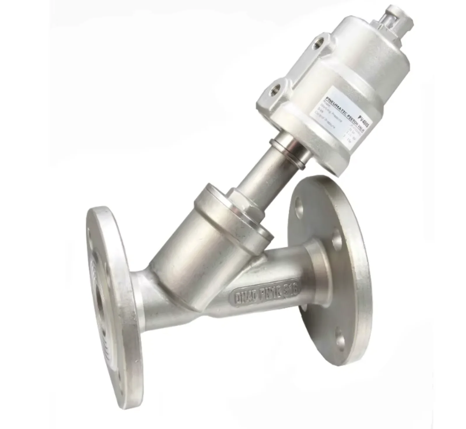 

1/2" 3/4" 1 inch 1 1/4“ 1 1/2“ and 2 Inch 2/2 way Pneumatically Operated angle seat valve (Piston Valve) with flange ends