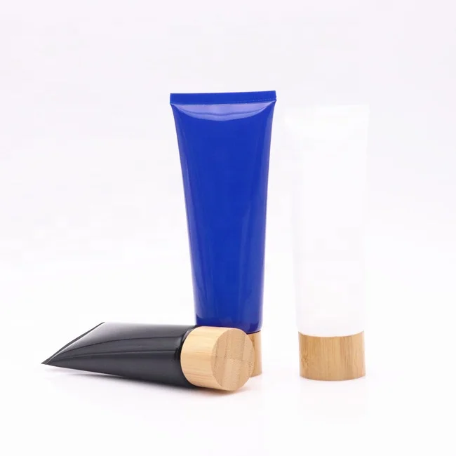 

10pcs Eco-friendly bamboo wooden cap Customized Cosmetic Packaging For Shampoo Shower facial cleanser Squeeze Plastic Tube