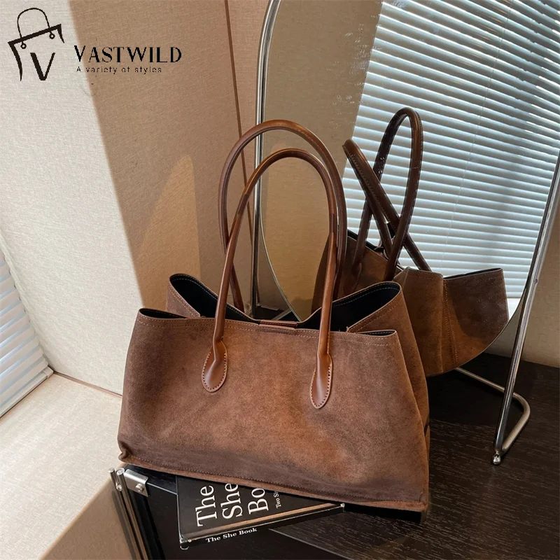 

Элегантные сумки из искусственной замши, женские однотонные повседневные сумки в английском стиле, дизайнерские сумки на плечо большой вместимости, женские сумки в стиле ретро