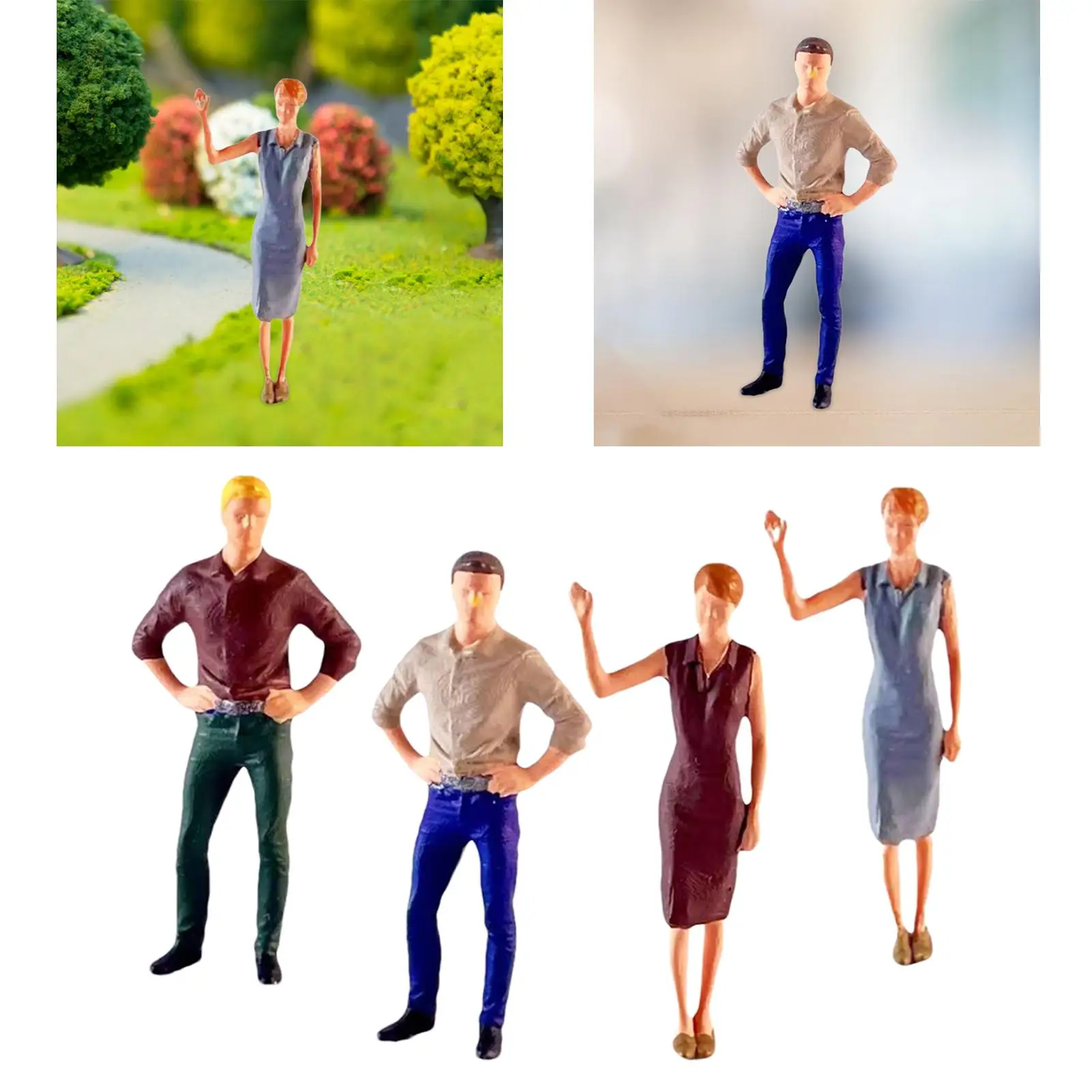 1/64 persone figura treno parco Street People Figure Mini persone Figurine per fotografia puntelli scena in miniatura accessori Decor