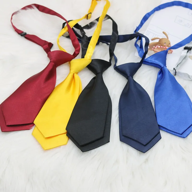 Solid Color Double Piece Small Tie for Boys and Girls Bright Color Short Style Tie Childrens School Uniform Tie Casual Daily Tie