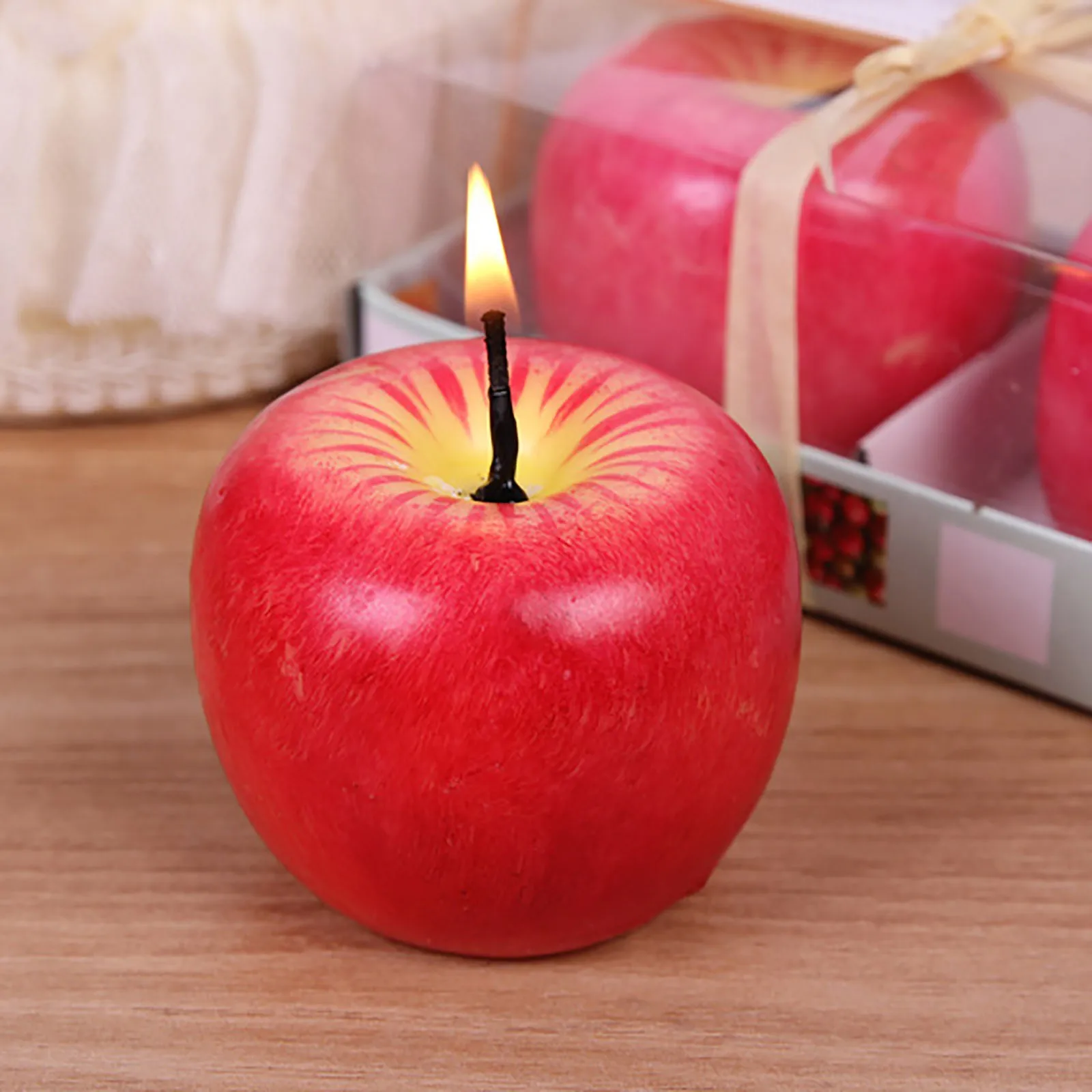 Xmas Candle Artificial Apple Shape Fruit Candle Holder Scented Candles Soy Wax Christmas Decor Home Decoration Xmas Eve Candle