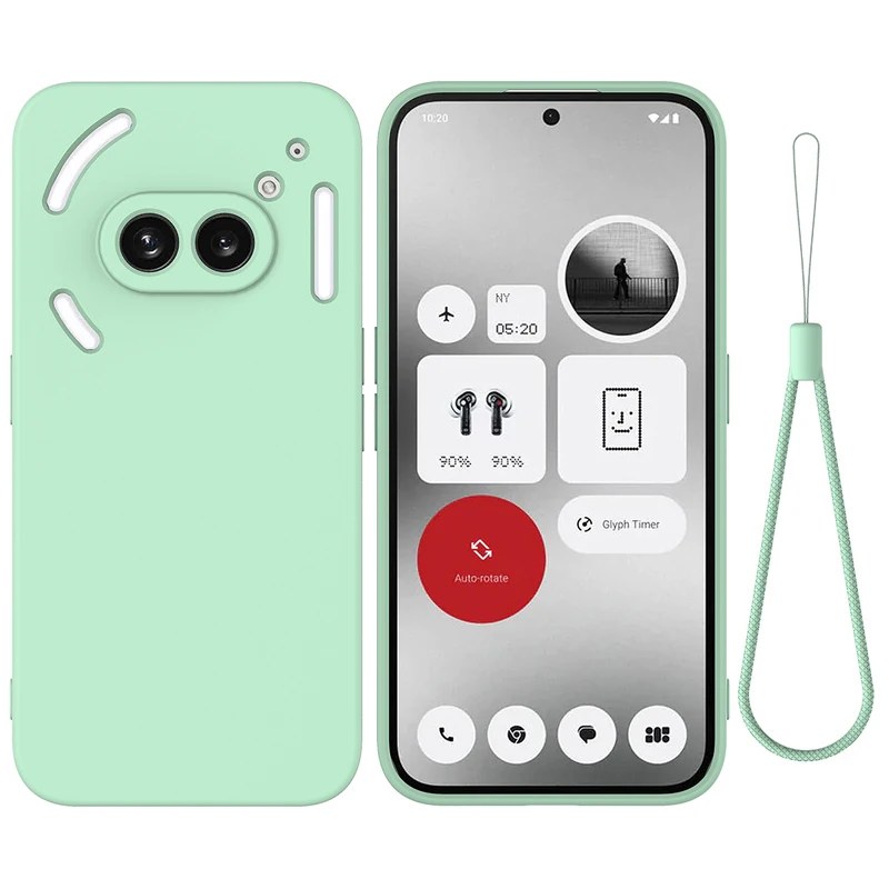 

For Nothing Phone (2a) 2A Case Soft Premium Liquid Silicone Case with Flocking inside Cover with Strap for NothingPhone 2a