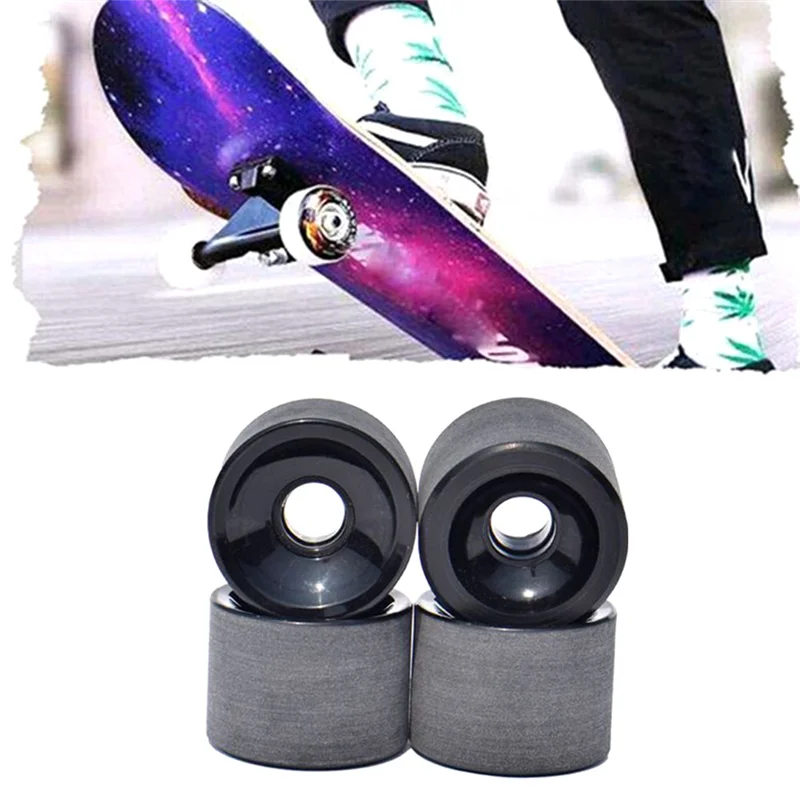 4Pcs 70x51mm Surf Skateboard Wheels Longboard Low Noise Wear-Resisting Road Field Skating with Tool and Gaskets(Black)