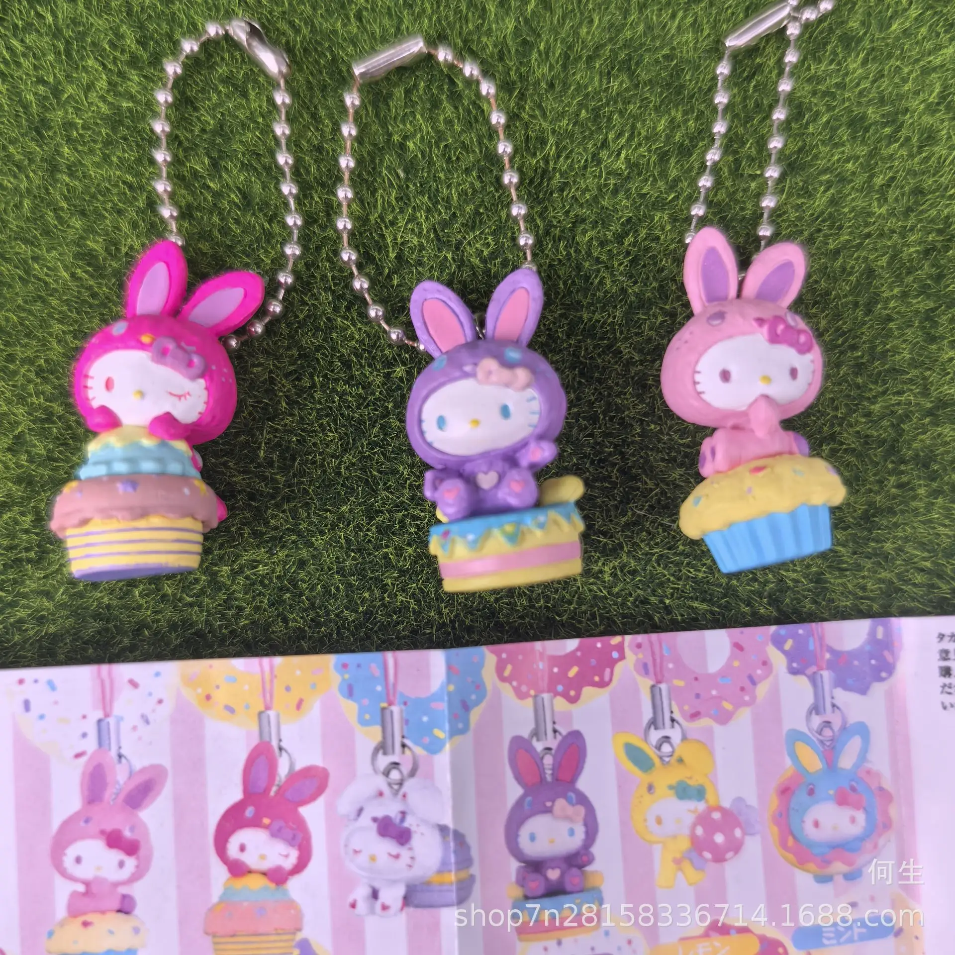 Cartoon Character HelloKitty Mini Anime Figue Candy Series Kawaii Keychain Cute Macaron Cake Bag Pendant Collectibles  Gifts view 4