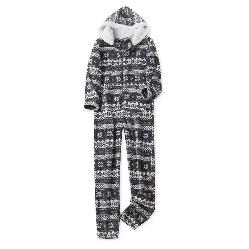 Onsies Coral Velvet Winter With Hat Zipper Pockets Loose Warm Sleep Jumpsuit Men Women Onesie Cartoon Animal Pajamas