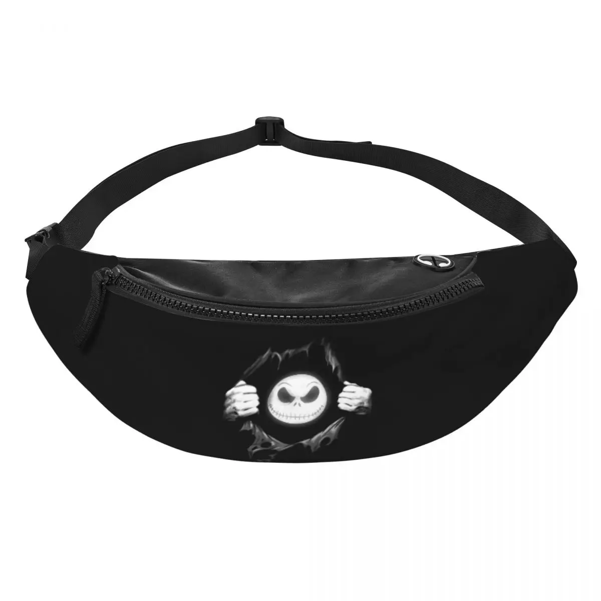 Custom Jack's Heart The Nightmare Before Christmas Fanny Pack Movie Halloween Crossbody Waist Bag for Hiking Phone Money Pouch