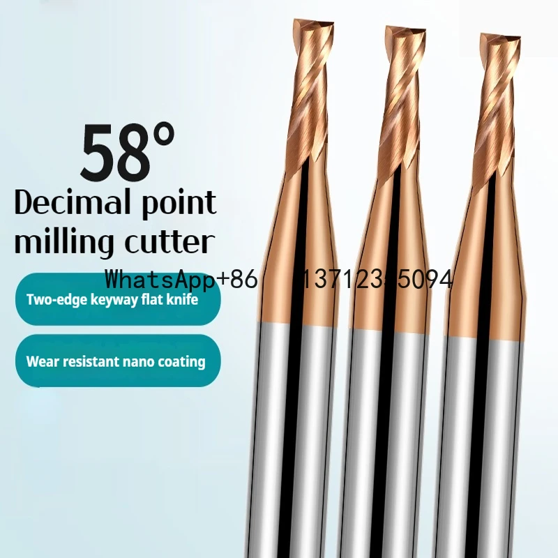 HRC58 2-Flute Decimal Point Nano Coating Milling Cutter Tungsten Steel Carbide CNC Machining Endmills Tools