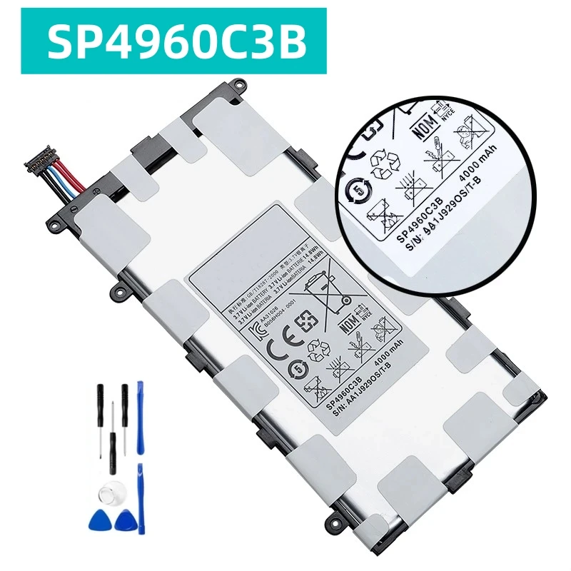 New Replacement Battery SP4960C3B For Samsung GALAXY Tab 7.0 Plus P3110 P3100 P6200 P6210 GT-P3100 Rechargable Batteries 4000mAh