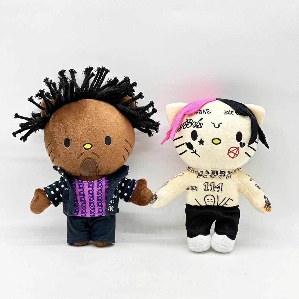 26cm Lil Peep Rapper Figure Cosplay Hello Kitty Plush Doll Stuffed Toy Fans Collect Gifts