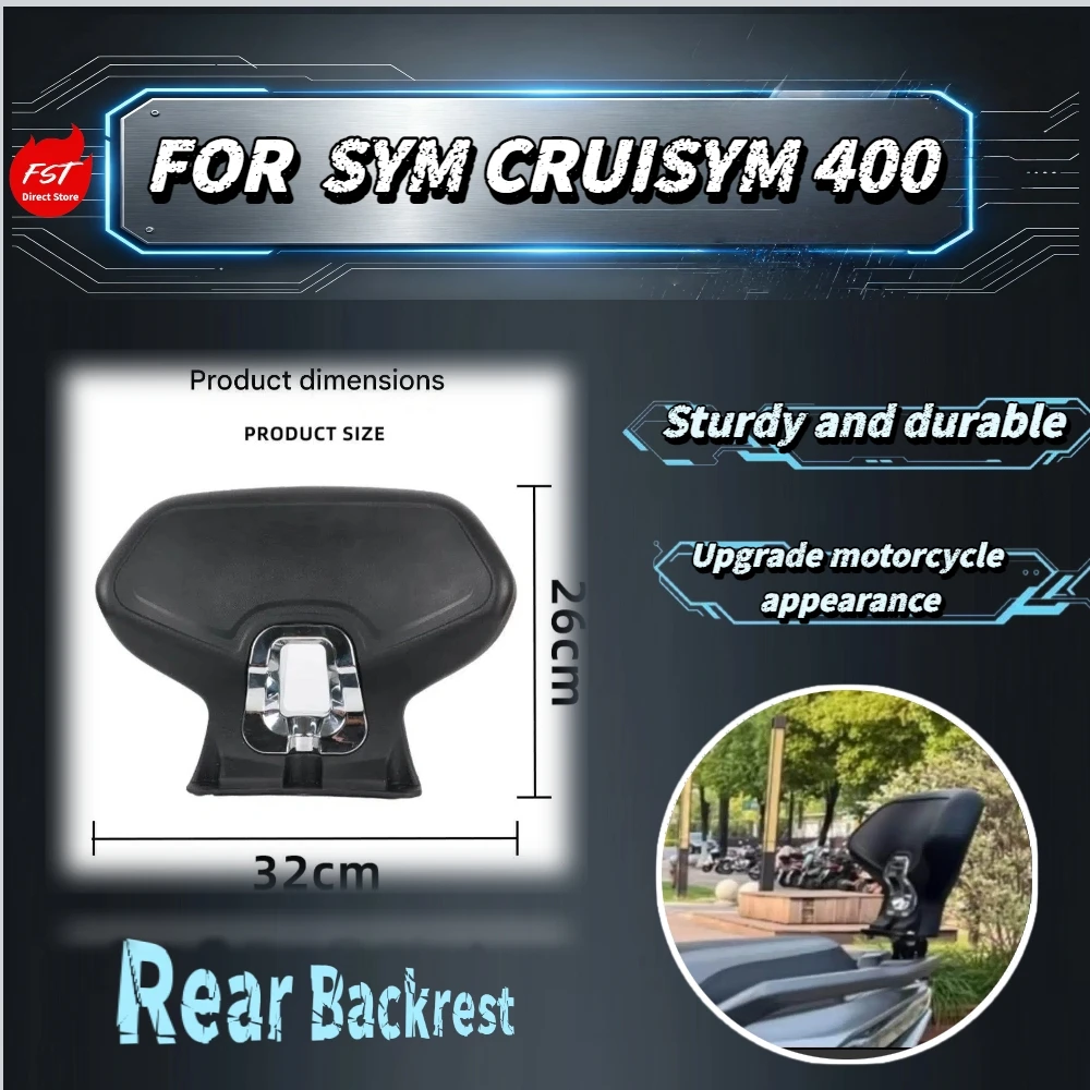 For SYM CRUISYM 400 Oversized Padded Passenger Backrest Curved Waist Support Relieve Lumbar Soreness On Long-Distance Scooter