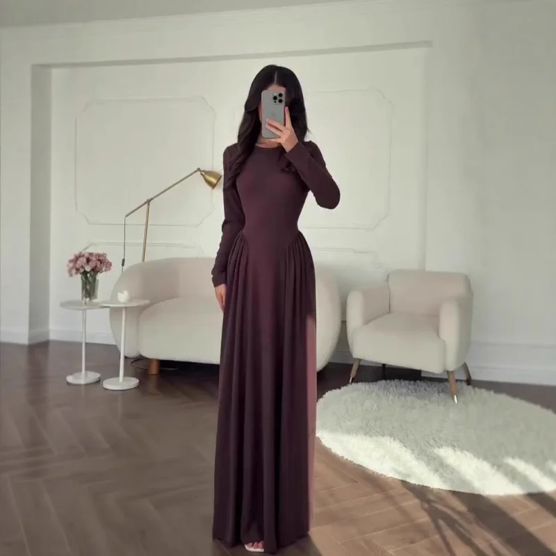 

2025Autumn Slim Fit Simple Elegant Long Sleeve Dress Comfortable Dress