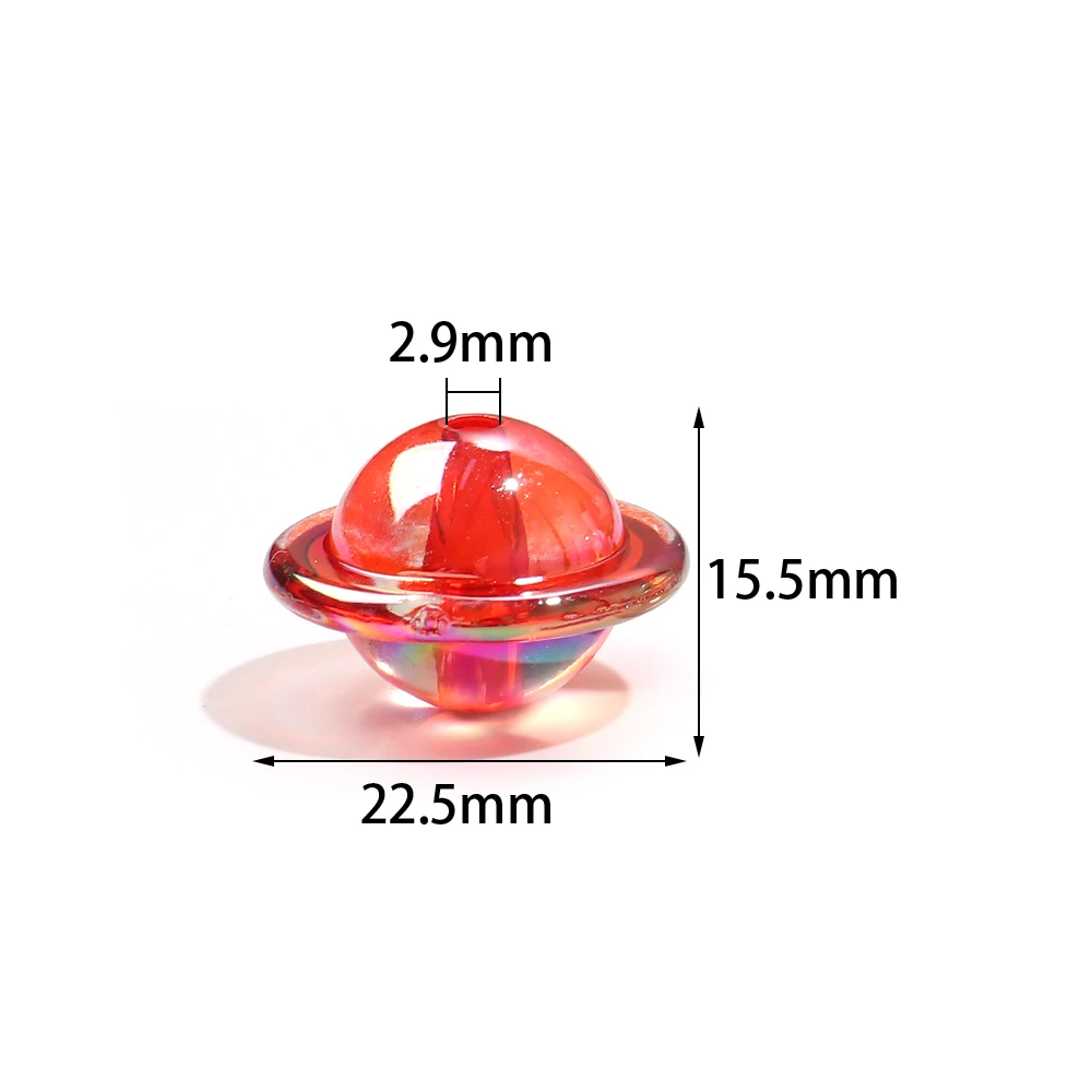 10 Stück/Lot UFO-förmige Perlen in AB-Farbe, lose Acryl-Abstandshalterperlen, Anhänger für DIY-Schlüsselanhänger, Handyketten, Schmuckherstellung, Zubehör – Detail 1
