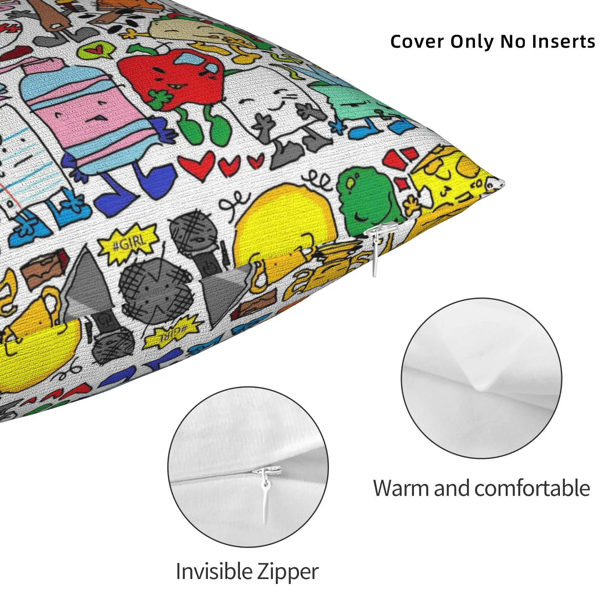 Printing Bfdi Inanimate Insanity Cartoon Pillowcase Polyester Cushion Cover Decorative Characters Throw Pillow Case Cover Home