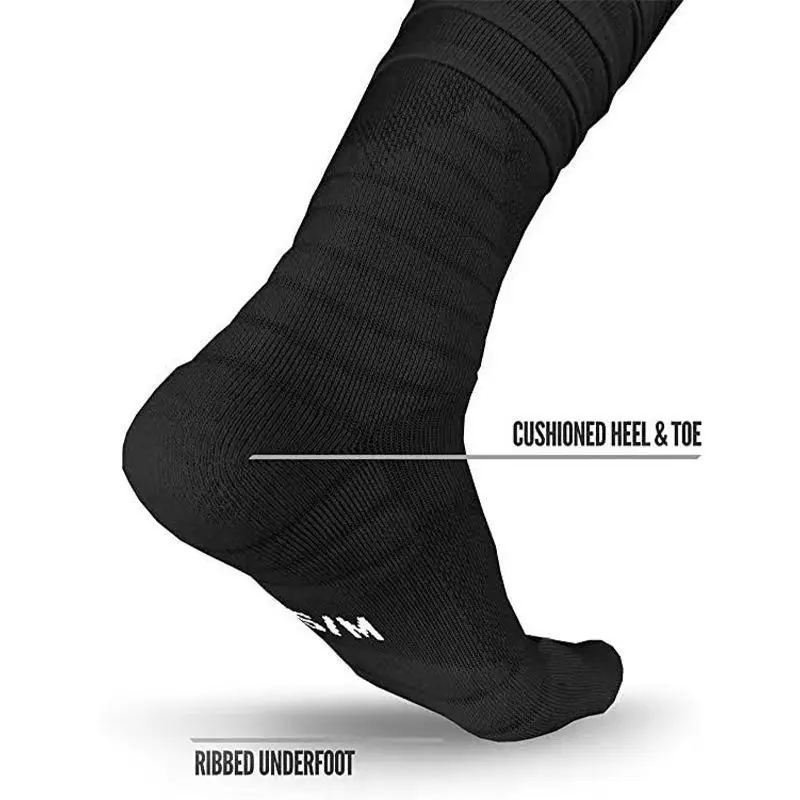 Chaussettes de football rembourrées Scrunch pour hommes et femmes, extra athlétiques, longues, chaussettes de sport, chaussettes hautes au genou, chaussettes tubulaires, adultes, jeunes, nouveau