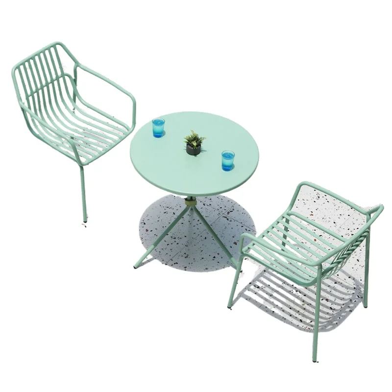 

Outdoor tables and chairs courtyard Internet celebrity milk tea shop wrought iron leisure chair cafe outdoor garden balcony t