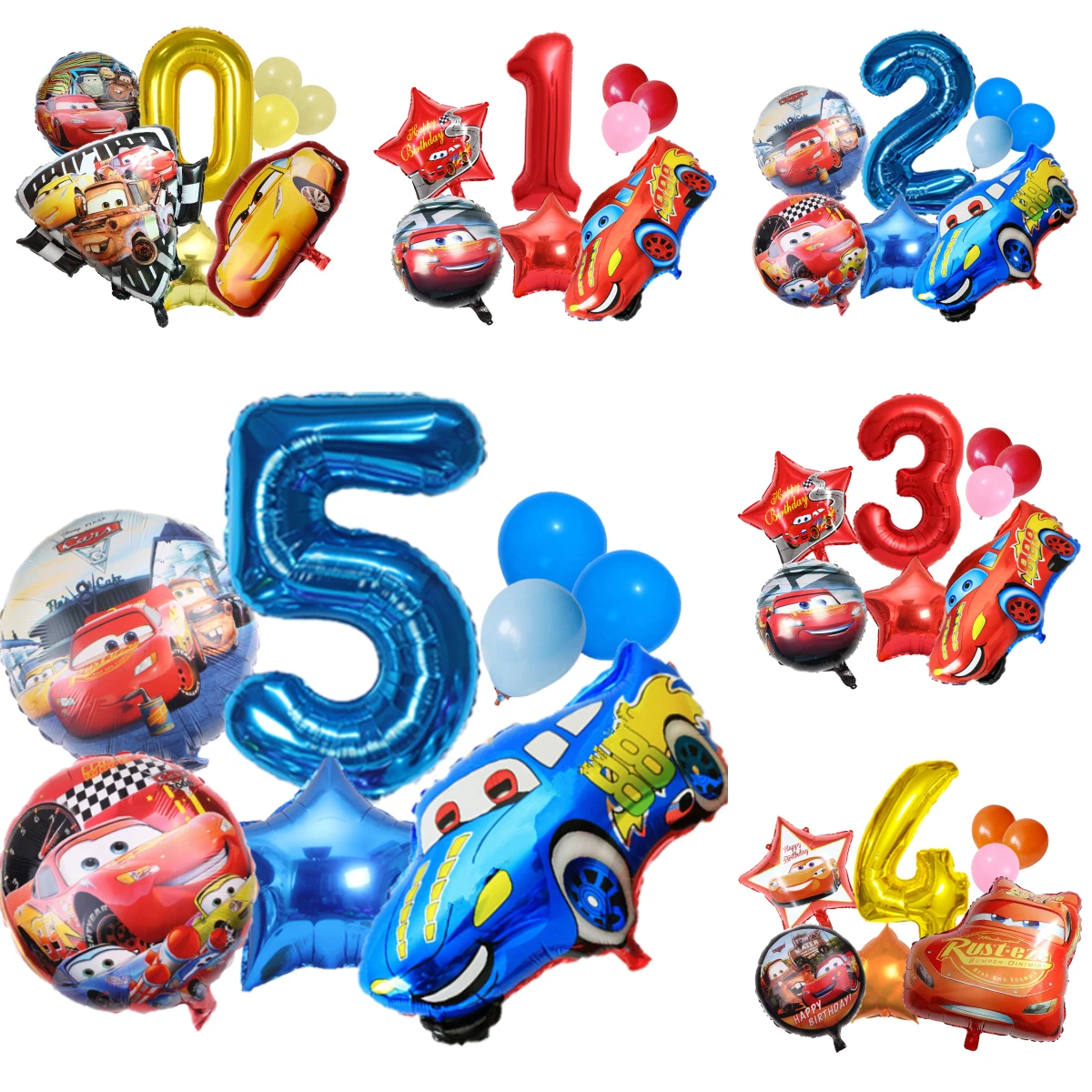 8 Piezas/Juego de Globos con Temática de Autos, Números del 0 al 9, Globos de Helio para Carreras, Decoración para Fiestas de Cumpleaños Infantiles, Bodas, Año Nuevo, Baby Shower