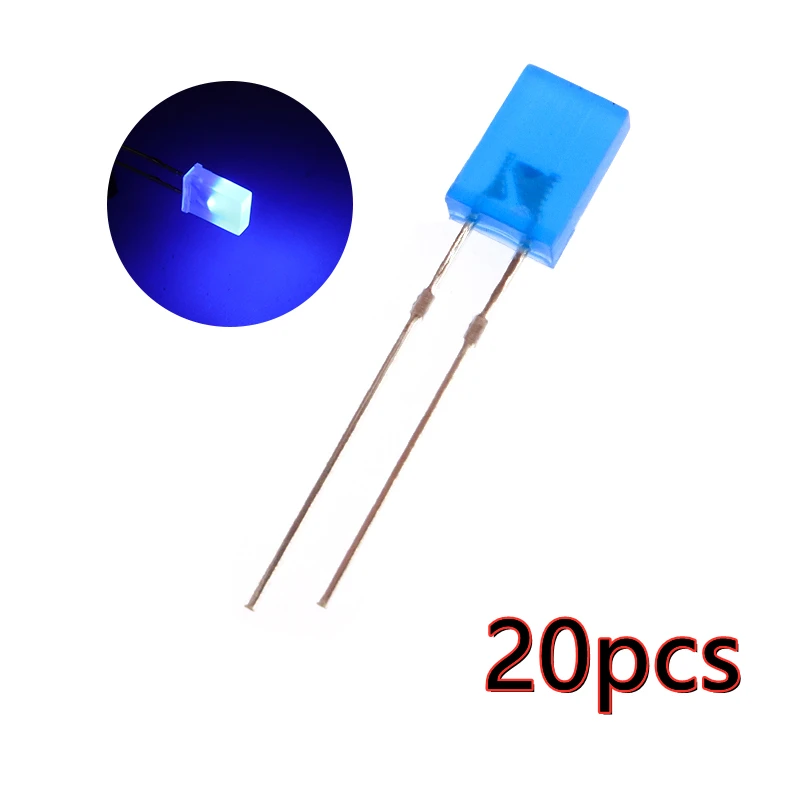 正方形LED発光ダイオード,2x5x7mm, 2x5x7mm,白,赤,黄,緑,青,多目的,日曜大工キット2x5x7mm, 20個