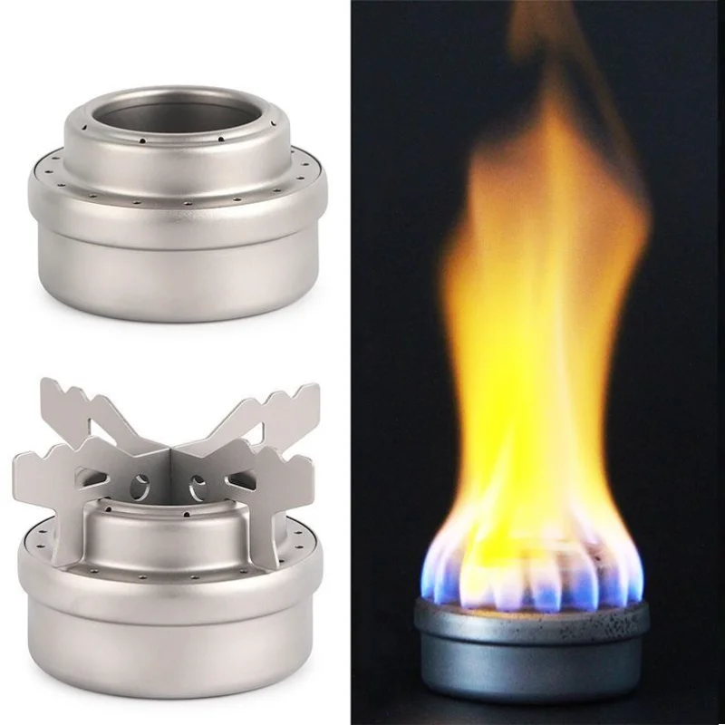 

Camping Stove Outdoor Hiking Picnic Ultralight Cooking Stove with Lid Aluminum Alloy Alcohol Stove Mini Burner Adaptor