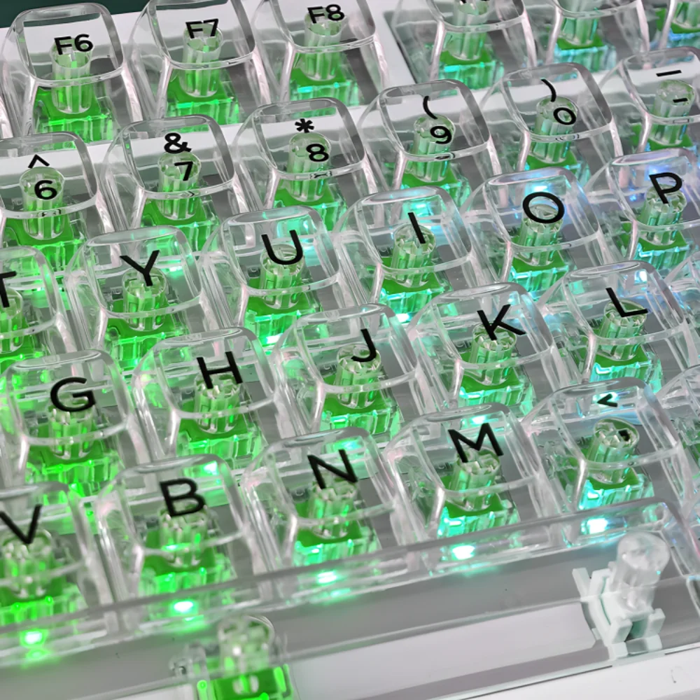 PC Material Frosted Matte Transparent Keycaps, Transparent, 62 Keys for Mechanical Keyboard, Crystal Clear, 60, 80, 87, 98, 104