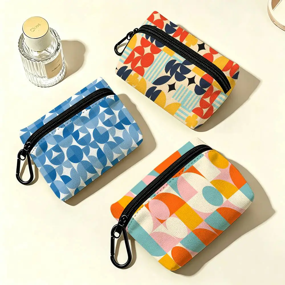 Bauhaus Modern Simplicity Geometric Waterproof Oxford Cloth Zipper Wallet Portable Hanging Small Coin Purse For Travel