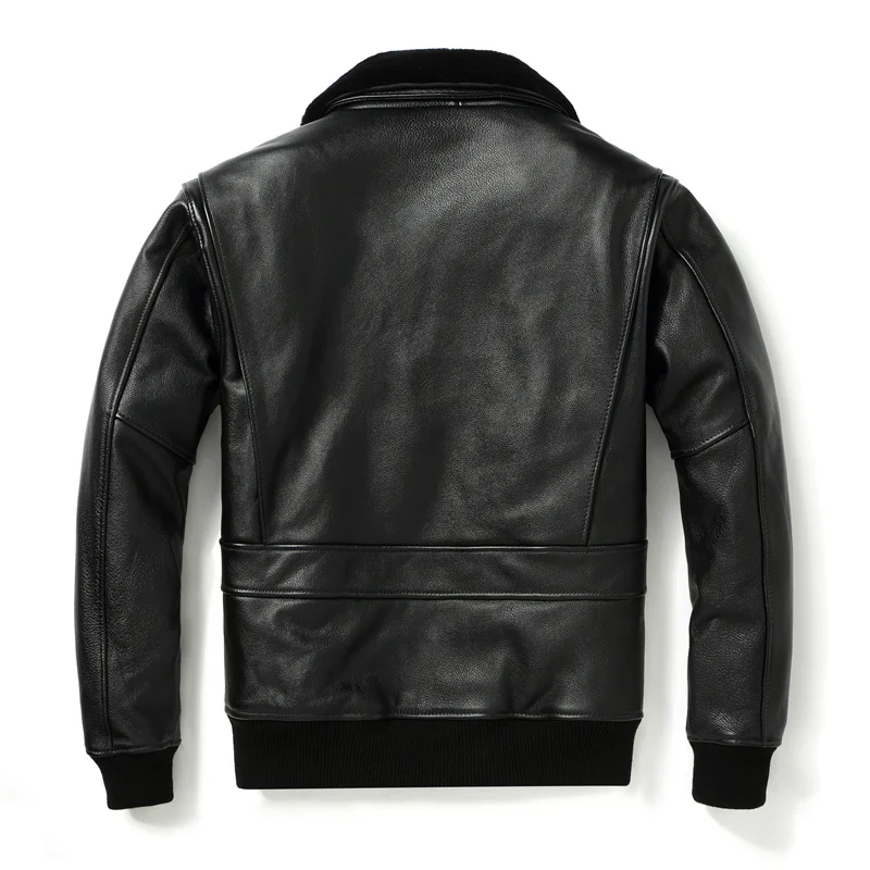 เสื้อแจ็คเก็ตหนังวัวแท้สำหรับผู้ชาย, เสื้อแจ็คเก็ต G1สีน้ำตาลเข้มขนาดยุโรป